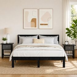 Black Bedside Tables with Engineered Wood Construction