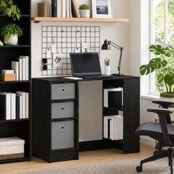 Black Oak Desk with Engineered Wood Construction