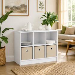 White Engineered Wood Sideboard Cabinet with Ample Storage