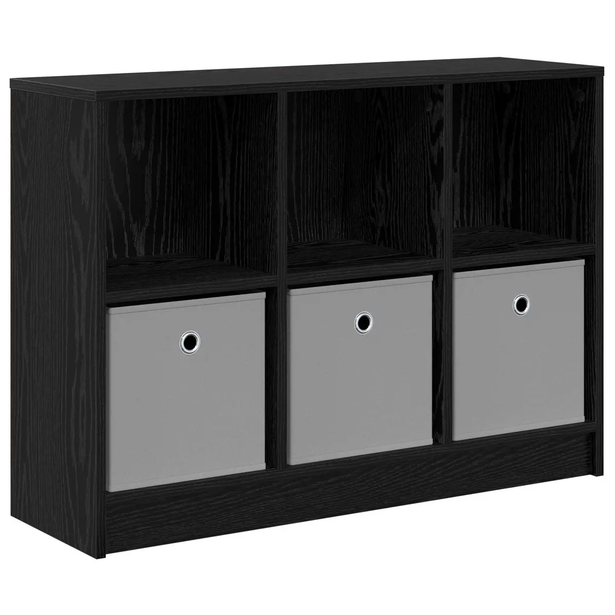 Sideboard Modern Storage Cabinet Freestanding Black 88.5 x 27.5 x 63.5 cm