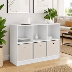White Sideboard with Drawer Storage Cabinet for Organizing