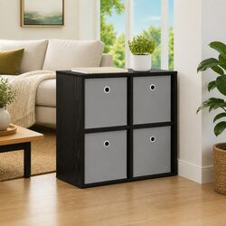 Black Oak Storage Cabinet with Drawer for Living Rooms