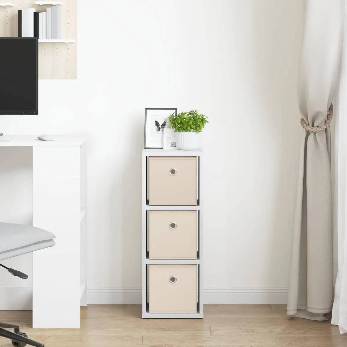 Sideboard with Drawer Modern Storage Cabinet 25.5 x 22 x 69.5 cm White
