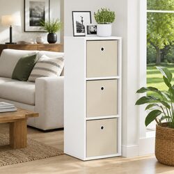 White Engineered Wood Sideboard with Drawer and Shelves
