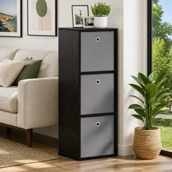 Engineered Wood Sideboard Black Oak Storage Cabinet