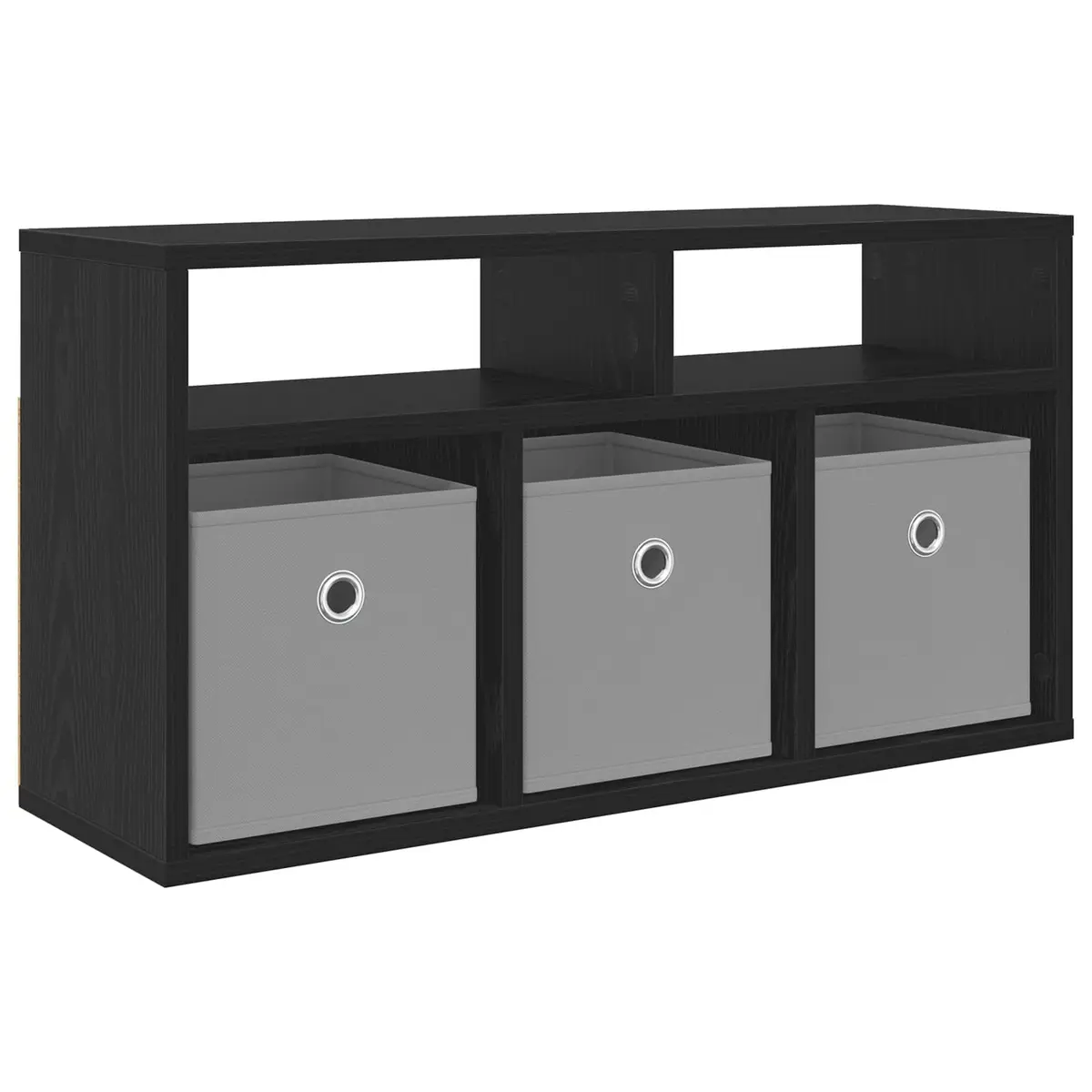 Lowboard Storage Unit Modern Black Oak 72x22.5x38cm Engineered Wood Furniture