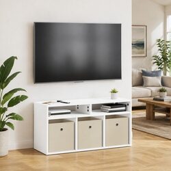 White Lowboard TV Unit with Drawer – Functional Storage Solution