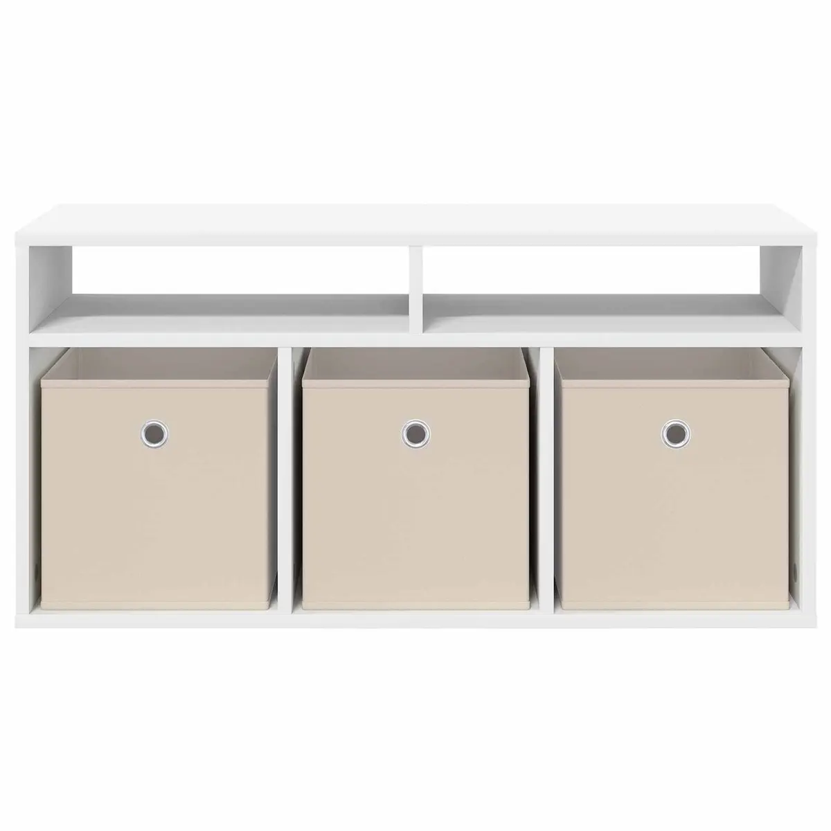 Lowboard TV Unit Modern Storage Organizer White 87 x 27.5 x 43 cm