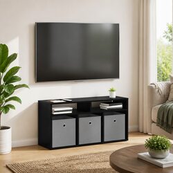 Modern Lowboard Storage Cabinet in Black Oak, 87cm