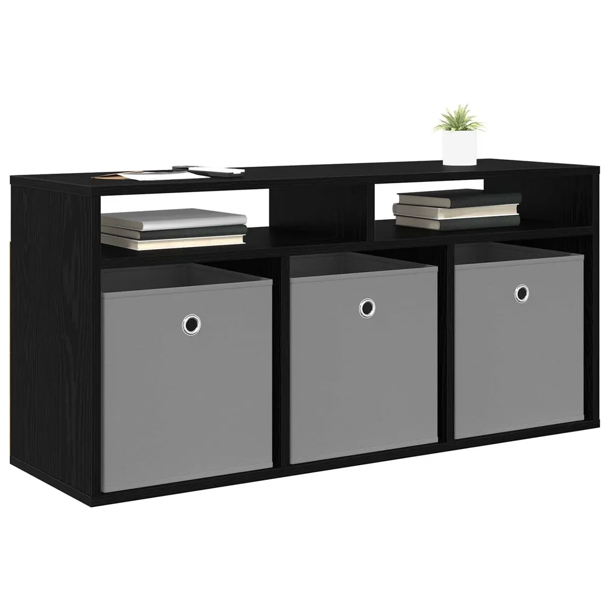 TV Lowboard with Drawer Modern Black Oak 102x32x48.5cm