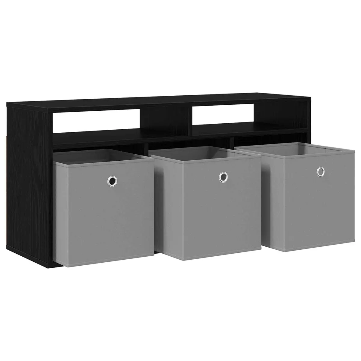 TV Lowboard with Drawer Modern Black Oak 102x32x48.5cm