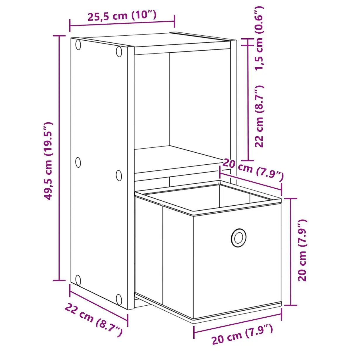Bedside Table 2 pcs White 25.5 x 22 x 49.5 cm Engineered Wood Modern Nightstand