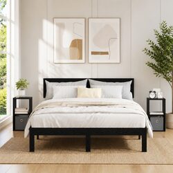 Black Modern Bedside Table with Drawer Dimensions 25.5 x 22
