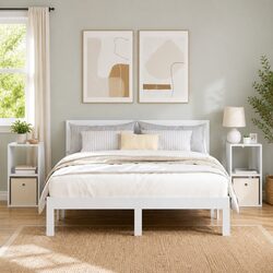 Functional White Bedside Tables, 30.5 x 27 x 59.5 cm, Set of 2
