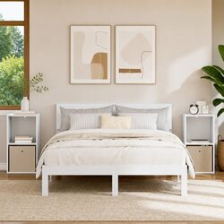 White Engineered Wood Bedside Tables 35 x 32 x 68 cm Set of 2