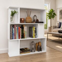 Contemporary White Book Cabinet Room Divider 80x24x96cm