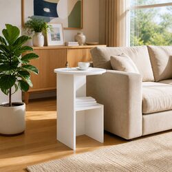 Modern White Side Table with Engineered Wood Construction