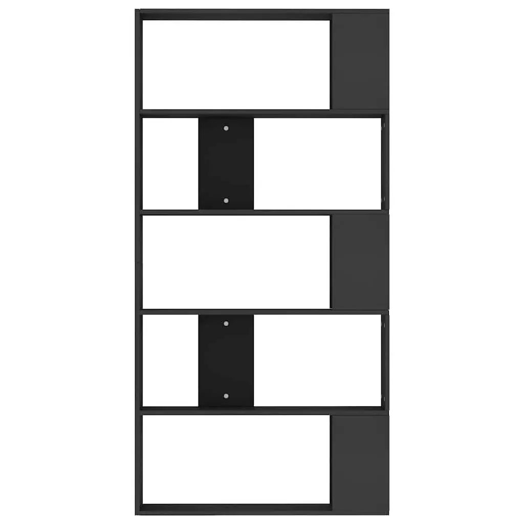 Bookshelf Room Divider 80x24x159cm Black 5 Compartments Engineered Wood