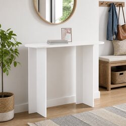Engineered Wood Console Table with White Finish for Indoor Use
