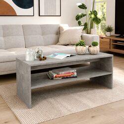 Coffee Table in Grey Engineered Wood with Open Shelf