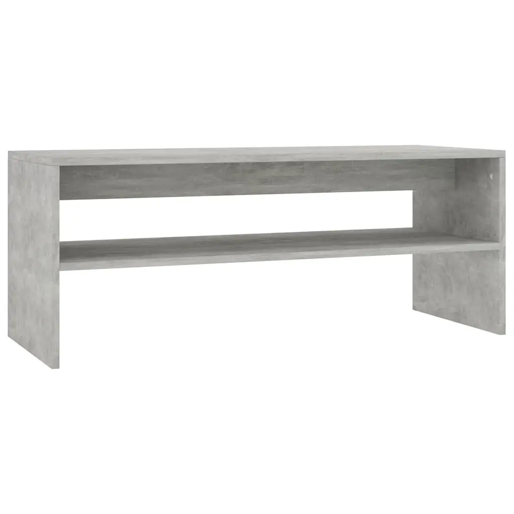 Grey Engineered Wood Coffee Table with Open Shelf Contemporary Style 100x40x40cm Living Room Accent Table
