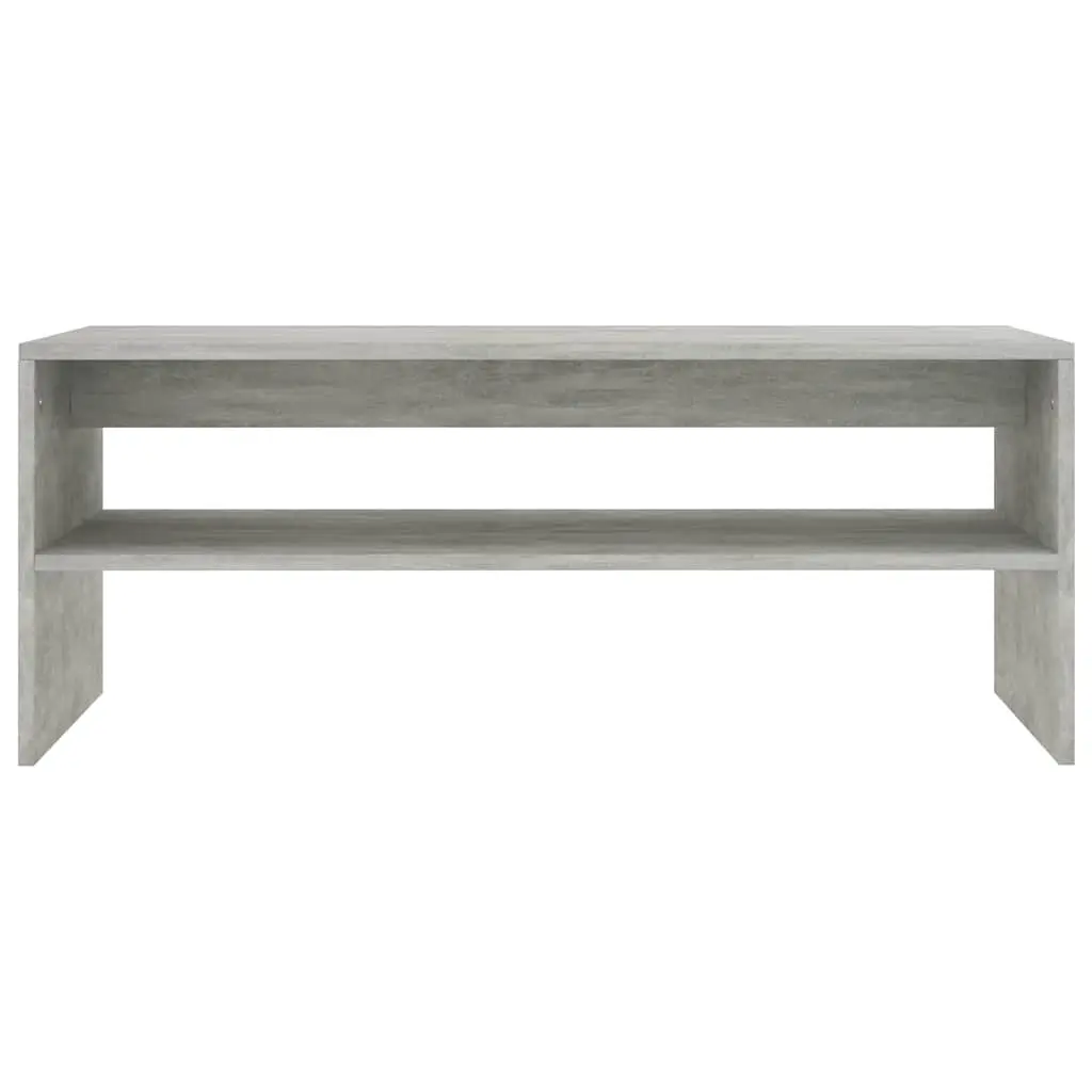 Grey Engineered Wood Coffee Table with Open Shelf Contemporary Style 100x40x40cm Living Room Accent Table