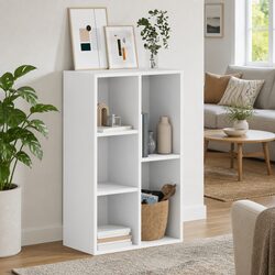 White Engineered Wood Book Cabinet with Ample Storage