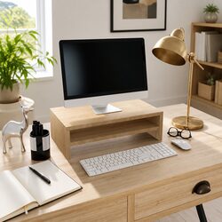 Engineered Wood Monitor Stand with Storage Shelf
