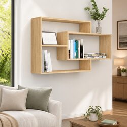 3-Compartment Wall Shelf in Brown Engineered Wood