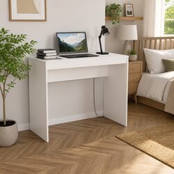 Efficient White Computer Desk with Engineered Wood Design