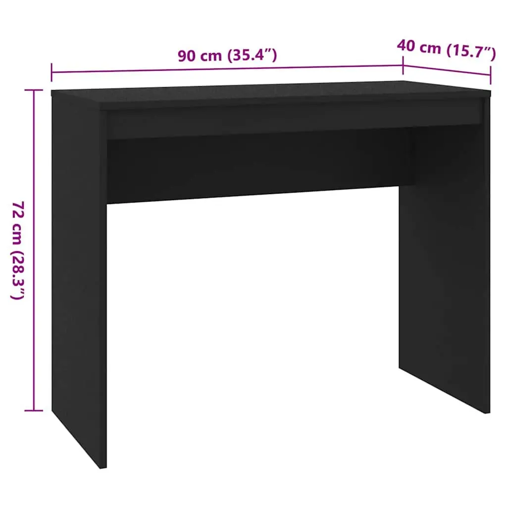 Desk Computer Workstation Compact Black Engineered Wood