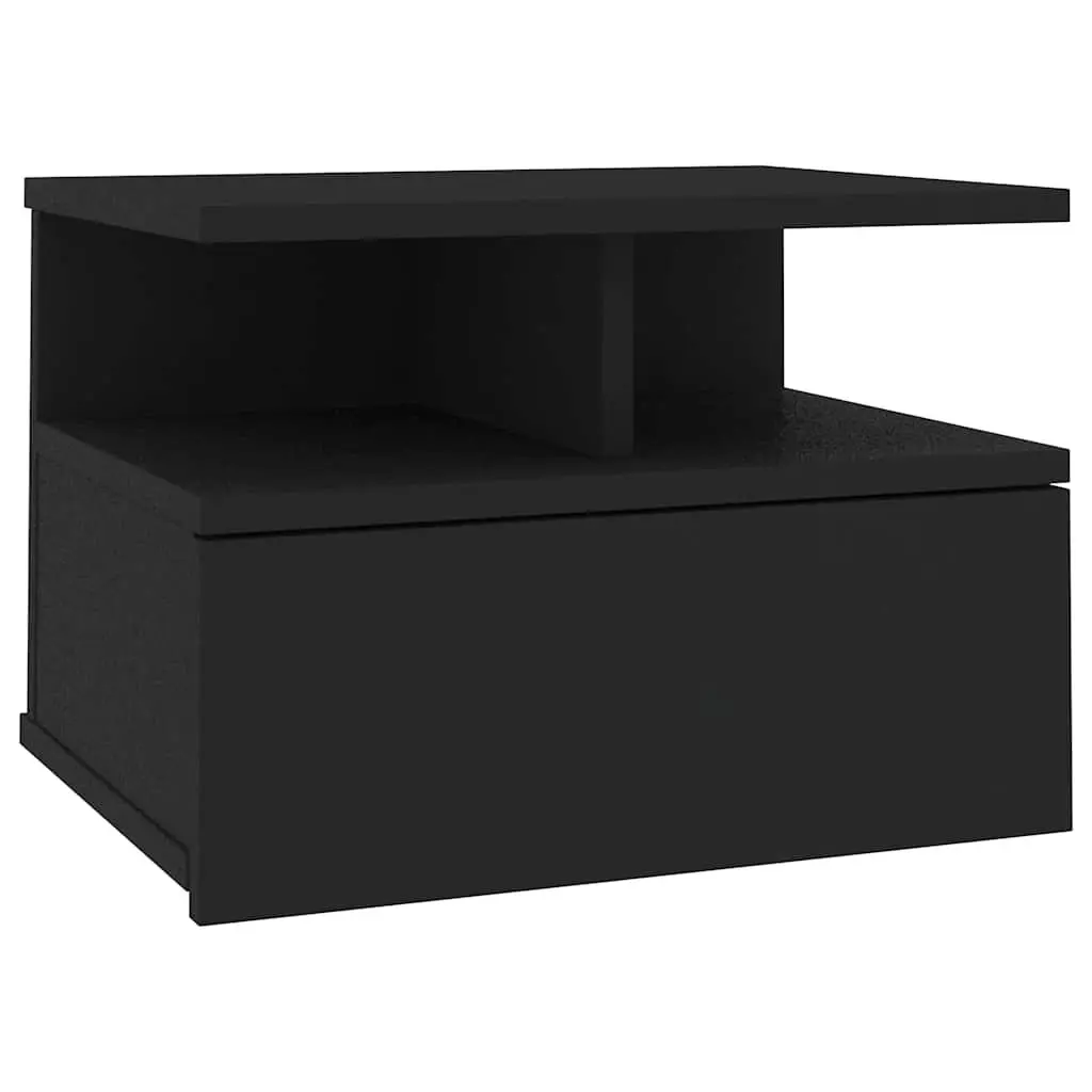 Floating Nightstand Wall-Mounted Storage Cabinet Black Compact Size