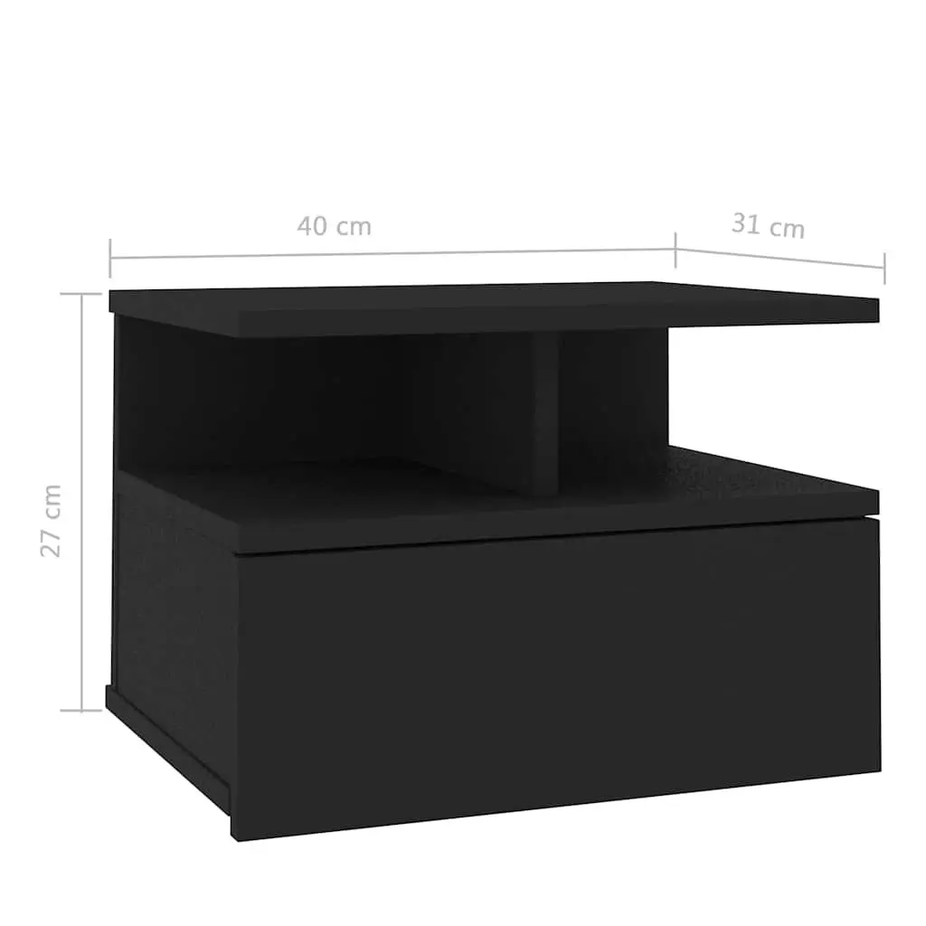 Floating Nightstand Wall-Mounted Storage Cabinet Black Compact Size