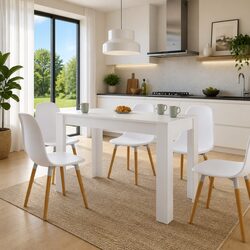 Engineered Wood Dining Table in White 120x60x76 cm