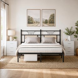2 Piece White Engineered Wood Nightstand Set with Drawers