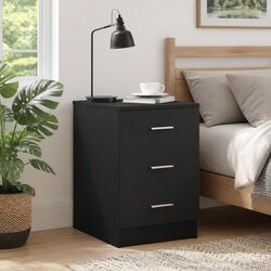 Black Nightstand with Three Drawers for Efficient Storage