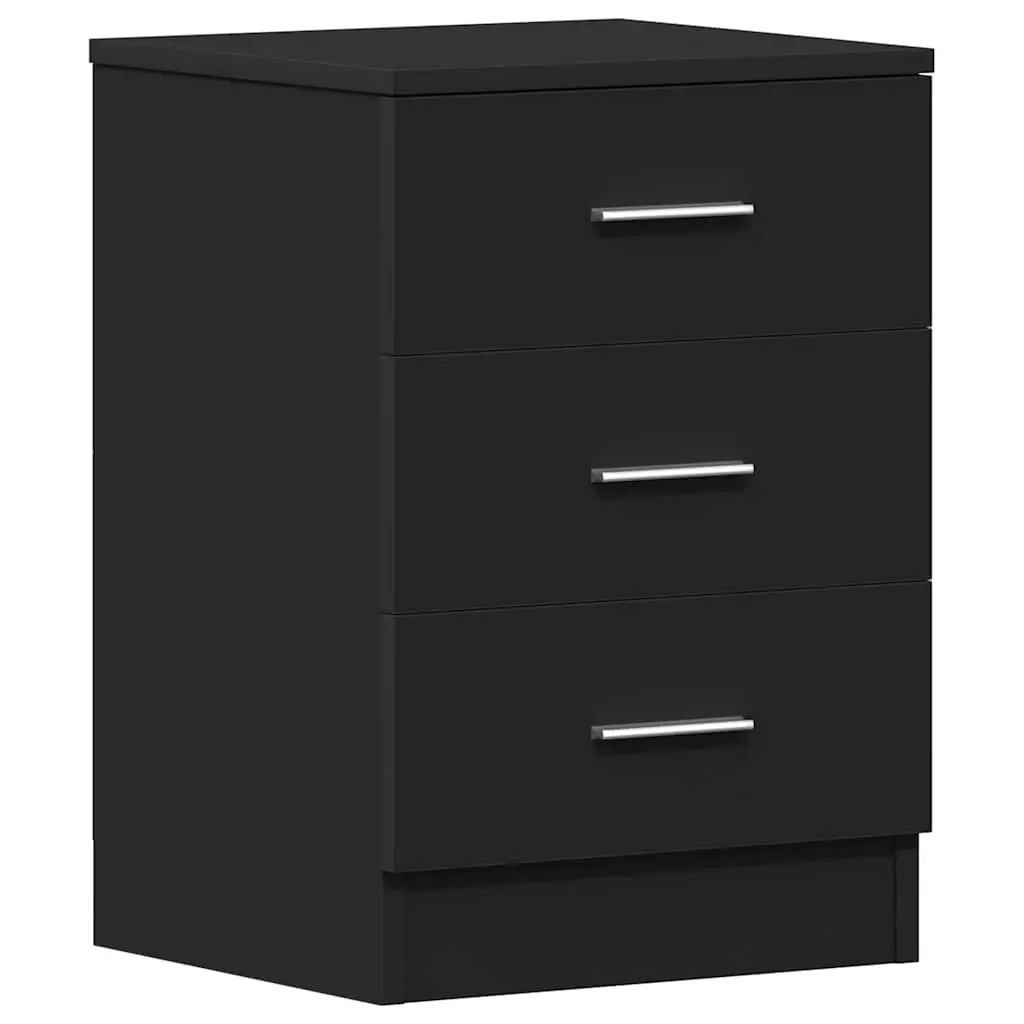 Bedside Cabinets Storage Drawers 2 pcs Black Engineered Wood