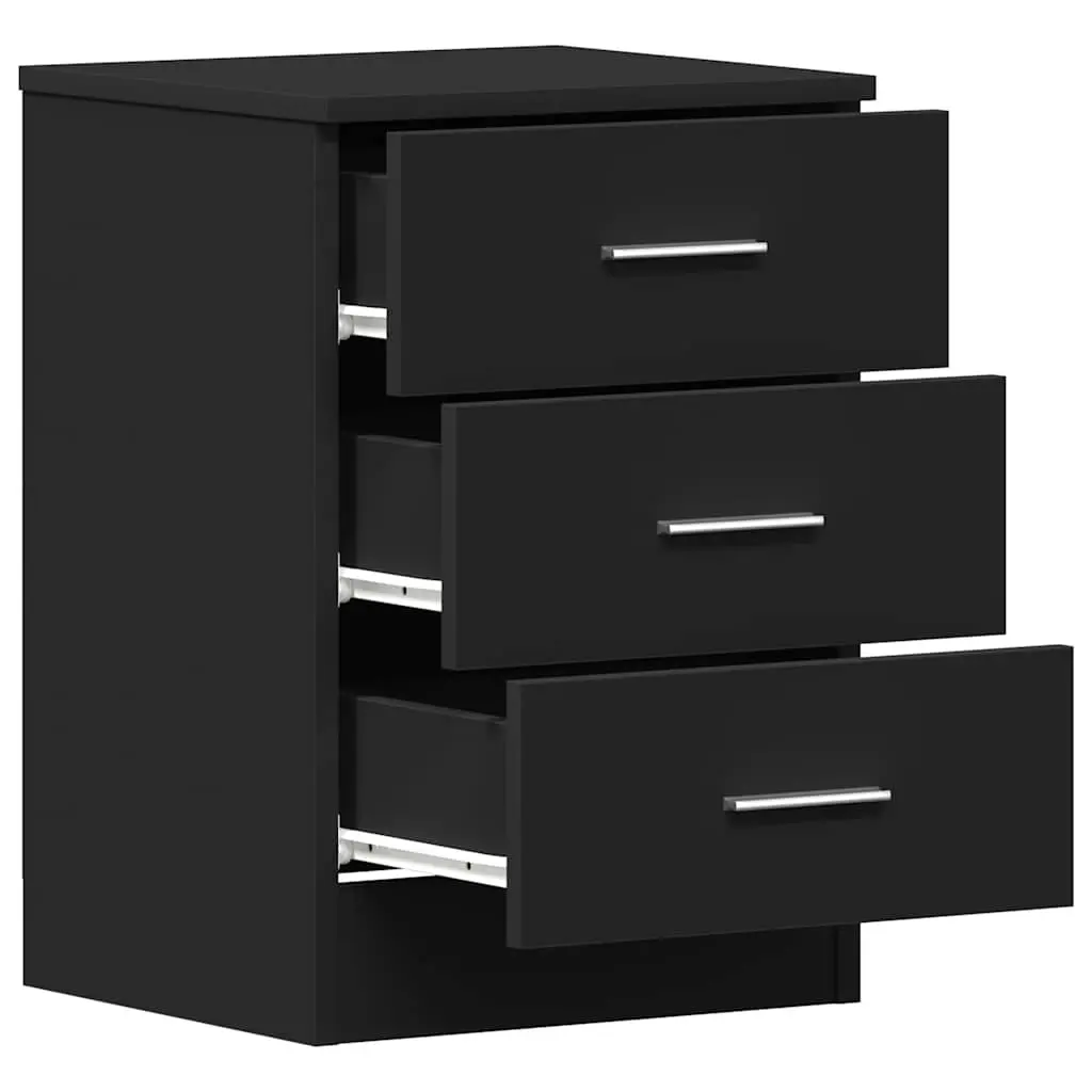 Bedside Cabinets Storage Drawers 2 pcs Black Engineered Wood