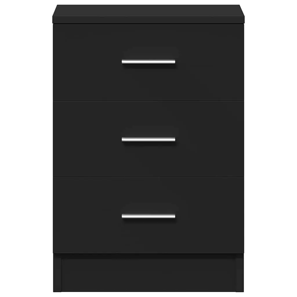 Bedside Cabinets Storage Drawers 2 pcs Black Engineered Wood