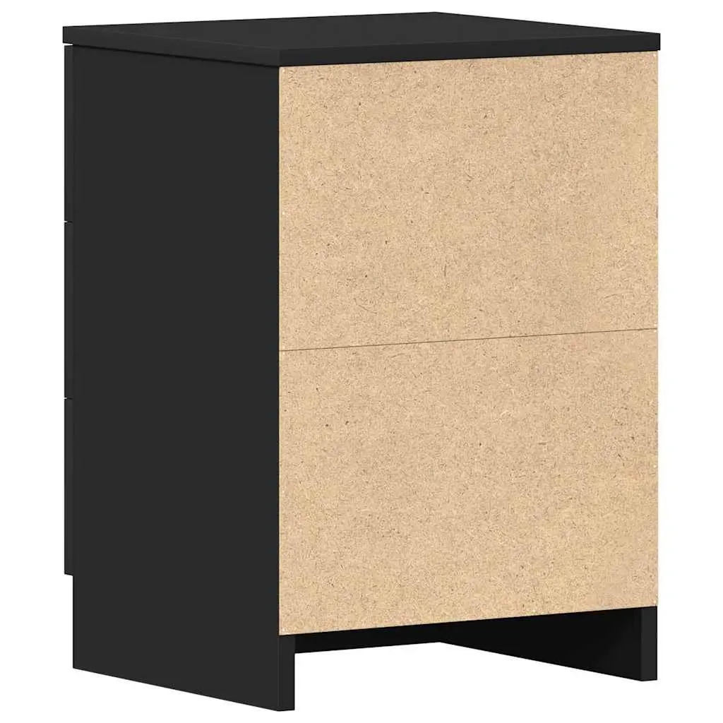 Bedside Cabinets Storage Drawers 2 pcs Black Engineered Wood