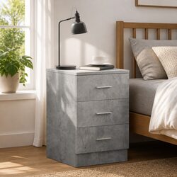 3 Drawer Nightstand in Grey Engineered Wood