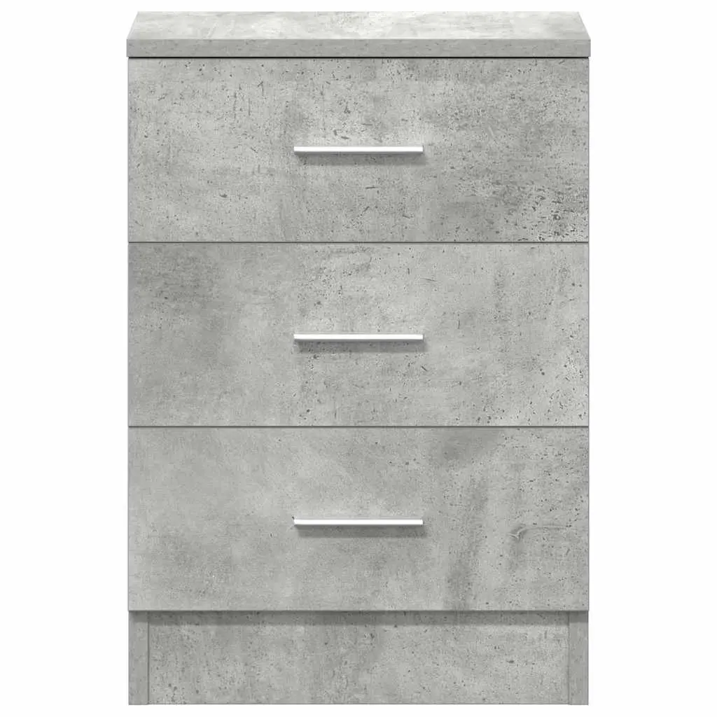 Bedside Table Sturdy Storage 3 Drawers Concrete Grey