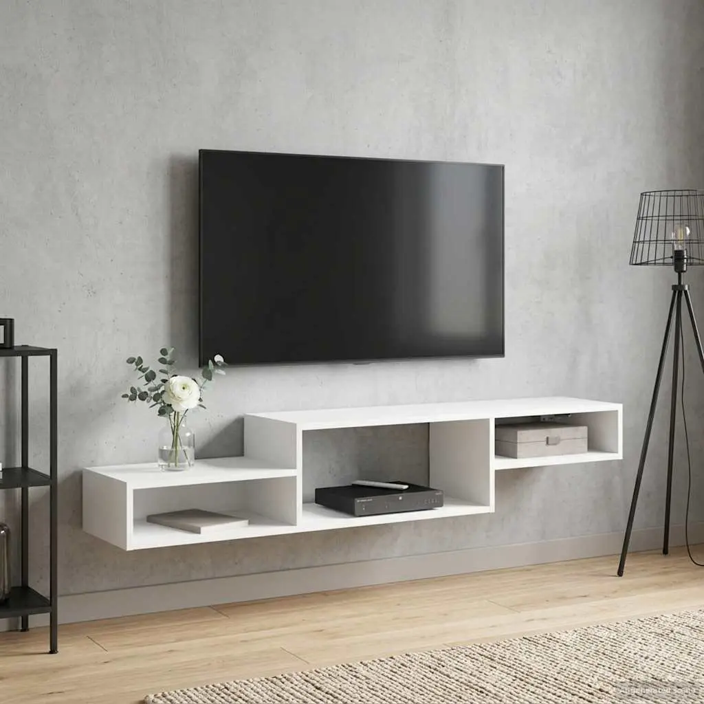 Wall-Mounted Storage Unit Modern White 150cm Organiser for Living Room