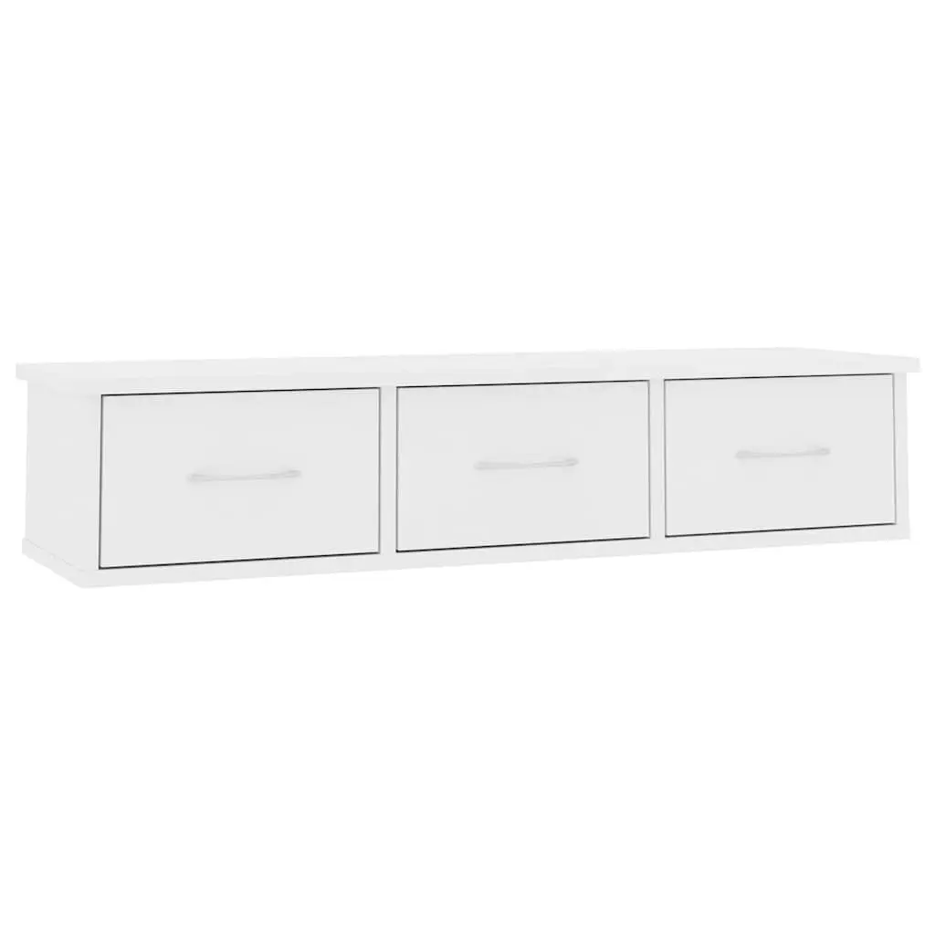 Wall-mounted Shelf with 3 Drawers Floating Storage Cabinet White