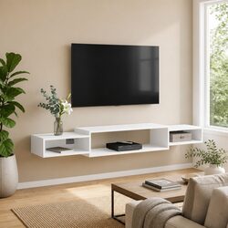White Wall-Mounted Open Storage Cabinet 180 x 28 x 21 cm