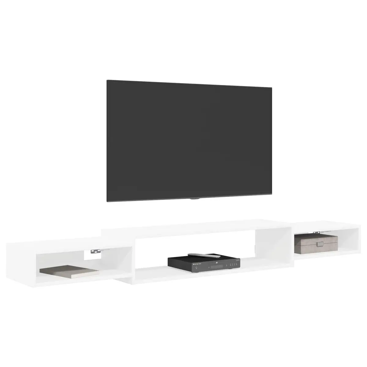 Wall-Mounted TV Cabinet Open Storage White 180 x 28 x 21 cm