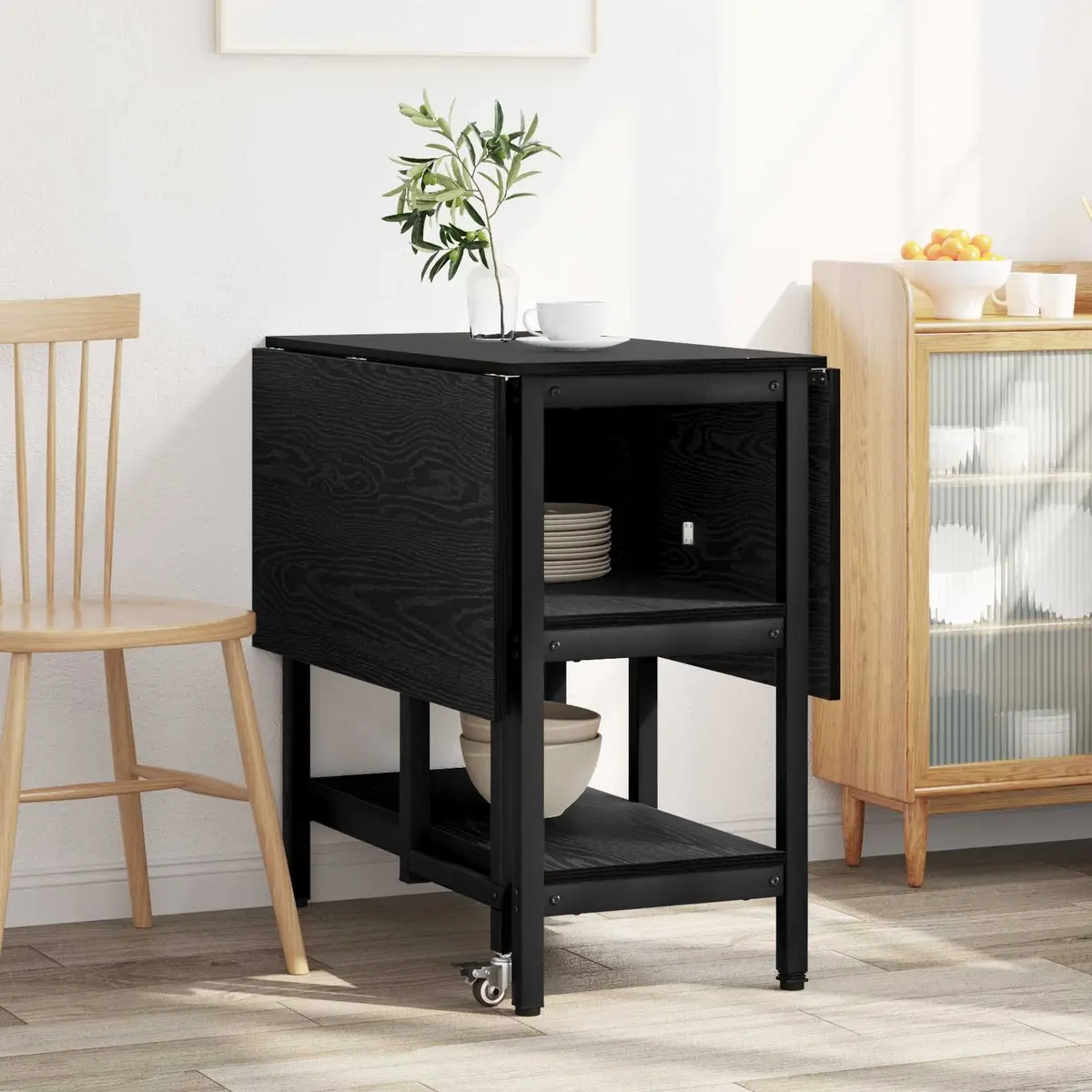 Dining Table Water-Resistant 122x80x76.5cm Black Oak Rectangular
