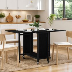 Folding Dining Table with Castors for Efficient Storage