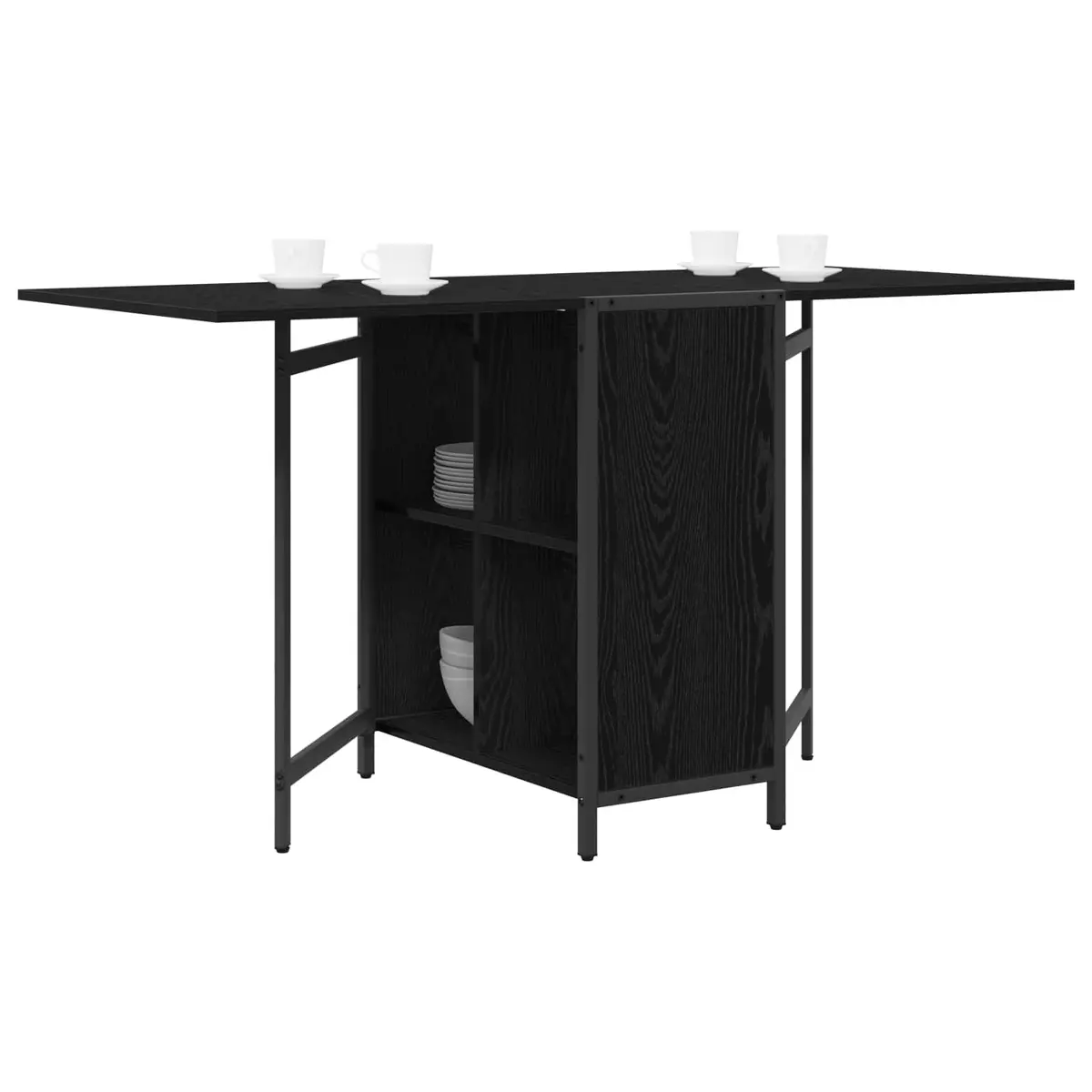 Extendable Dining Table Modern 144x60x75cm Black Oak