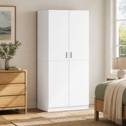 Engineered Wood White Storage Cabinet 80x52x180 cm